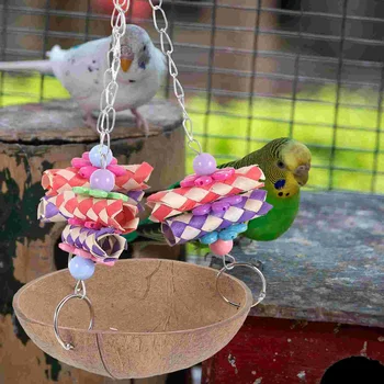 מאגוזי קוקוס הקן צעצועים תלויים ציפור כלוב ציפורים דקורטיביים קוקוס הבית עדין התוכי המיטה גידול תוכי ישן נח